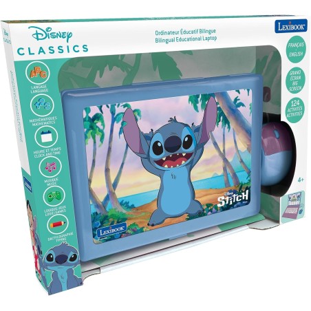 Ordenador infantil Disney Stitch portatil bilingue de  Lexibook