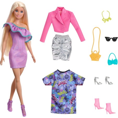 Barbie Fashionista con 3 modas noche