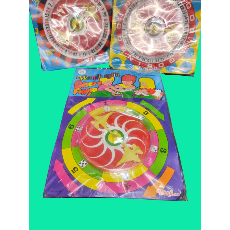 Antiguo lote  de 3 juegos de Wonilandia- Ruleta- Bingo y Disco y figura- Nuevo