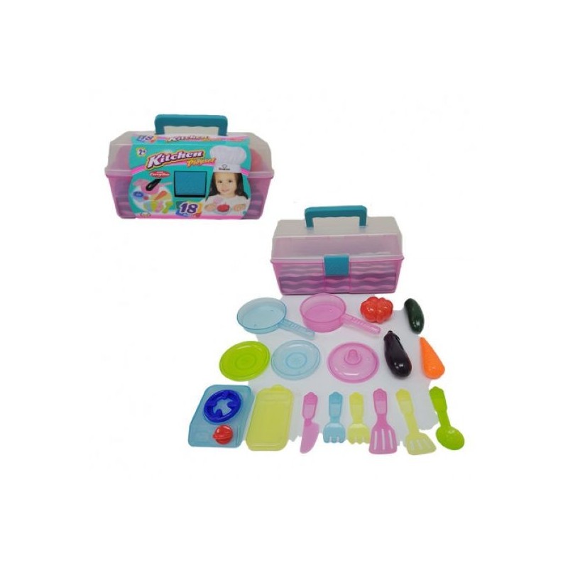 Caja con juego de cocina de 18 piezas
