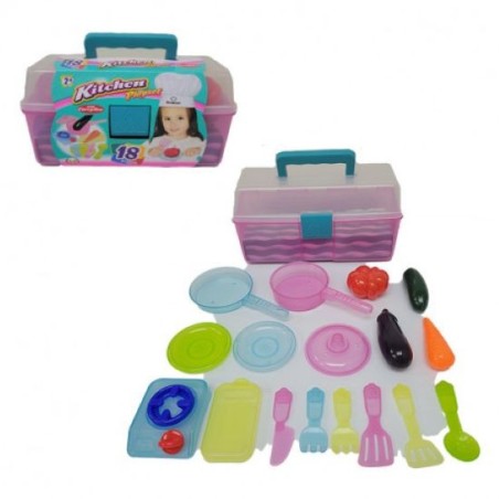 Caja con juego de cocina de 18 piezas