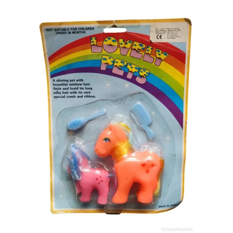 Set de dos ponis de la marca Lovely Pets de Boy Toys, de los años 80.