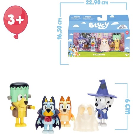 Bluey pack 4 figuras Halloween de Famosa