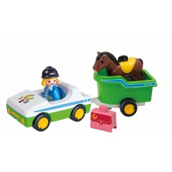 Playmobil 1.2.3 Coche con Remolque Caballo 70181