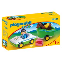 Playmobil 1.2.3 Coche con Remolque Caballo 70181