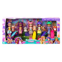 Enchantimals City Tails Pack 5 muñecas skate con mascotas de Mattel