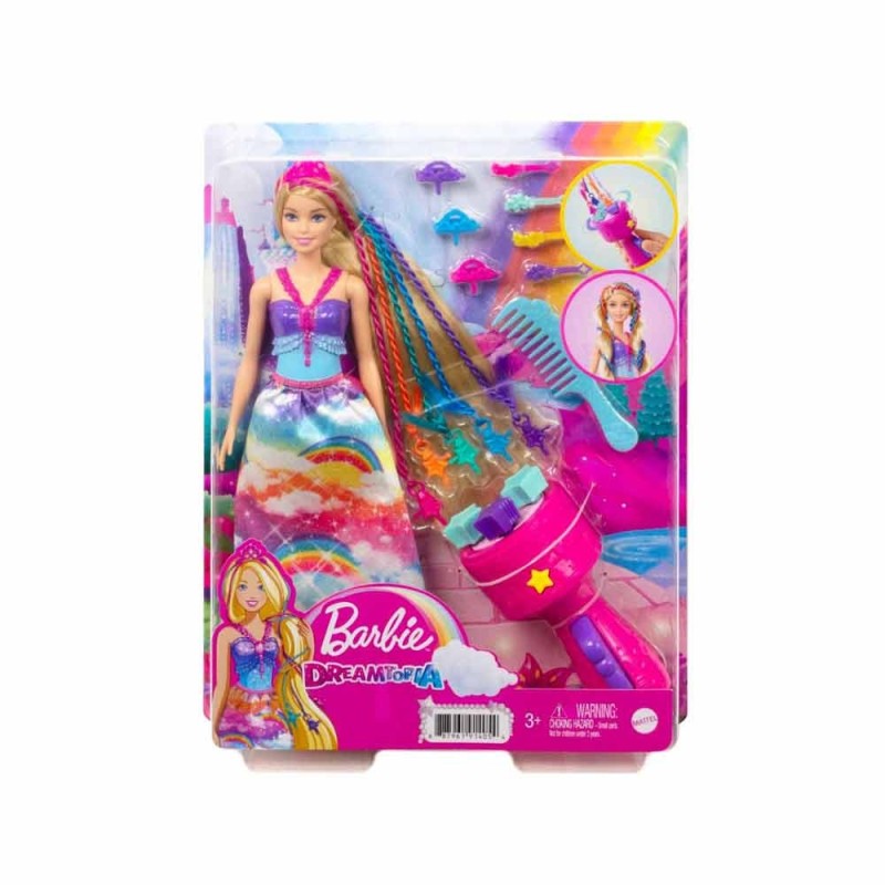Barbie Dreamtopia Princesa trenzas de colores de Mattel
